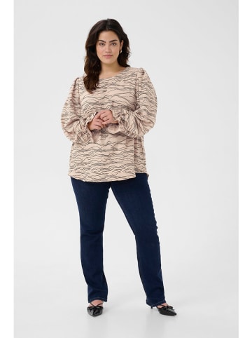 Kaffe Bluse in Beige/ Schwarz