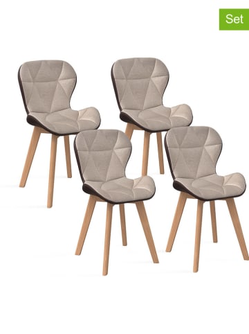 IDOMYA Factory 4-delige set: stoelen "Gladys" beige/bruin - (B)50 x (H)79 x (D)46 cm