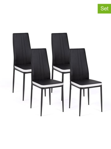 IDOMYA Factory 4er-Set: Esszimmerstühle "Jodie" in Schwarz/ Weiß - (B)41,5 x (H)96 x (T)39 cm