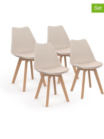 IDOMYA Factory 4er-Set: Stühle "Nordia" in Creme/ Hellbraun - (B)51 x (H)79,5 x (T)46 cm