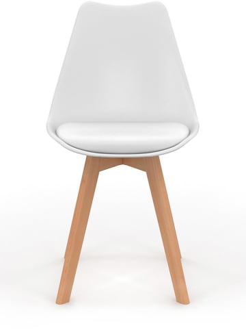 IDOMYA Factory 4er-Set: Stühle "Nordia" in Weiß/ Hellbraun - (B)51 x (H)79,5 x (T)46 cm