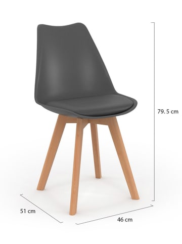 IDOMYA Factory 4-delige set: stoelen "Nordia" antraciet/lichtbruin - (B)51 x (H)79,5 x (D)46 cm