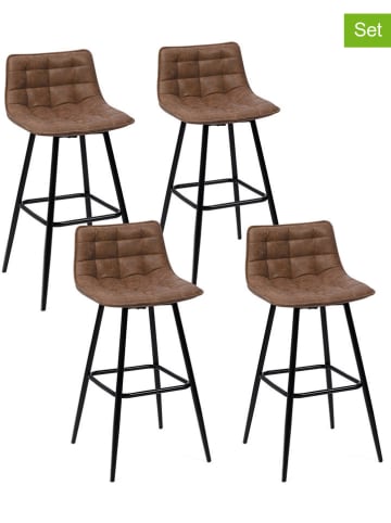 IDOMYA Factory 4er-Set: Barhocker in Braun/ Schwarz - (B)45 x (H)88 x (T)39 cm