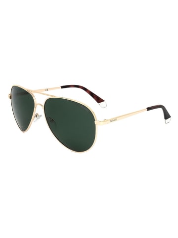 Polaroid Okulary przeciwsłoneczne unisex w kolorze złoto-zielonym