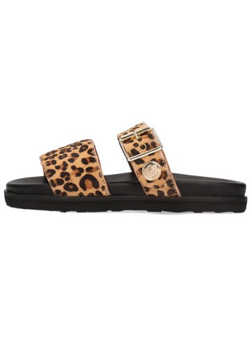 MELVIN & HAMILTON Leren slippers "Siri 5" lichtbruin/zwart