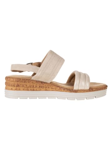 s.Oliver Leder-Keilsandaletten in Beige