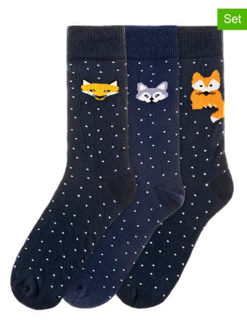 Funky Steps 3-delige set: sokken donkerblauw