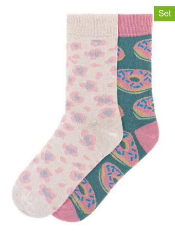 Funky Steps 2-delige set: sokken lichtroze/blauw