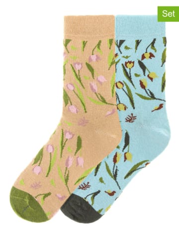 Funky Steps 2-delige set: sokken turquoise/beige