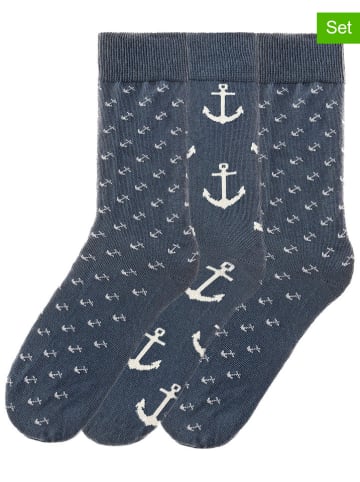 Funky Steps 3-delige set: sokken donkerblauw