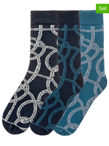 Funky Steps 3-delige set: sokken donkerblauw/blauw