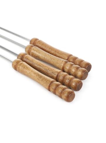Homla 4er-Set: Grillspieße "Easy Grill" in Silber/ Hellbraun - (L)43 cm