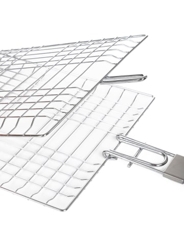 Homla Grillkorb "Easy Grill" in Silber/ Hellbraun - (L)50 x (B)23 cm