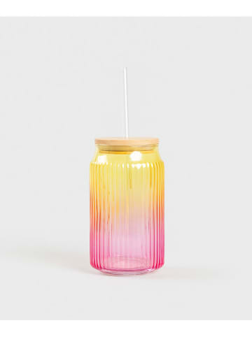 Homla Trinkglas "Fessura" in Rosa/ Gelb - 500 ml