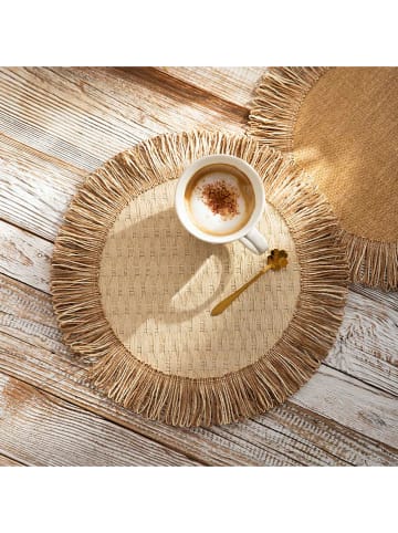 Homla Tischset "Tanita" in Creme/ Beige - Ø 38 cm