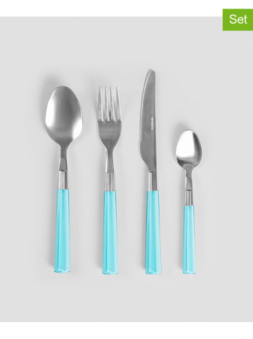 Homla 16-delige bestekset "Seashell" zilverkleurig/turquoise