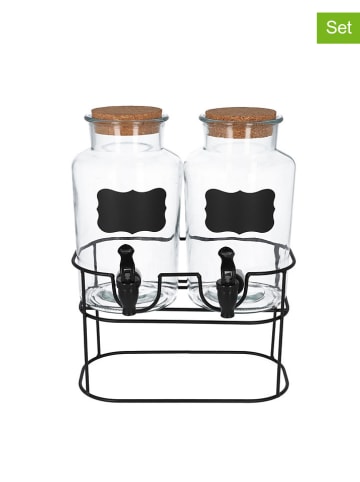 Homla 3-delige set: drankdispensers "Allos" transparant/bruin - 2x 2 l