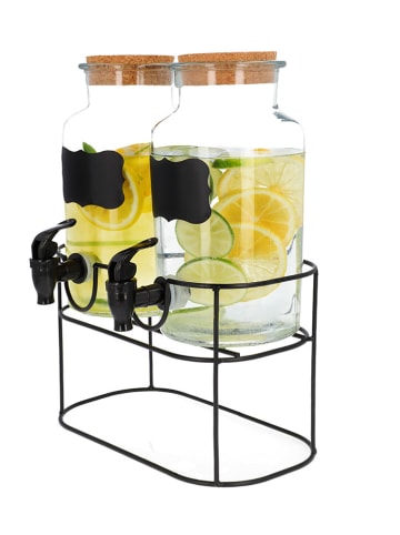 Homla 3tlg. Set: Getränkespender "Allos" in Transparent/ Braun - 2x 2 l