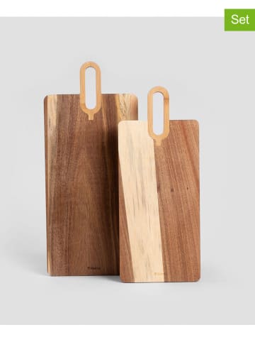 Homla 2-delige snijplankenset "Mooka" lichtbruin - (L)35,5 x (B)18,5 cm