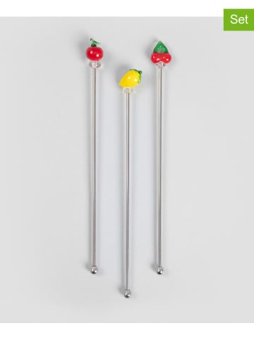 Homla 3er-Set: Cocktailrührer "Orkel Summer" in Rot/ Gelb - (L)22,5 cm