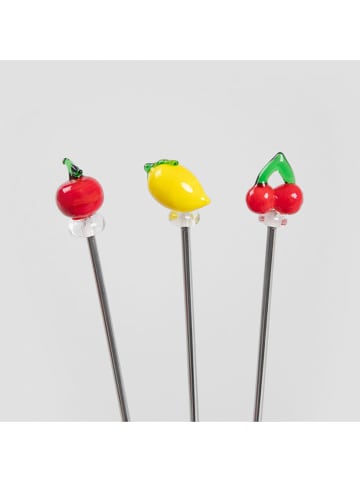 Homla 3er-Set: Cocktailrührer "Orkel Summer" in Rot/ Gelb - (L)22,5 cm