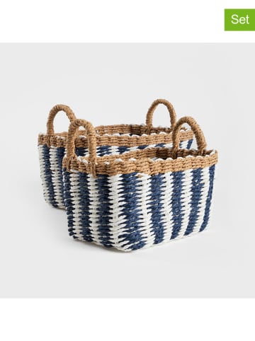 Homla 2-delige set: opbergmanden "Senar" blauw/wit