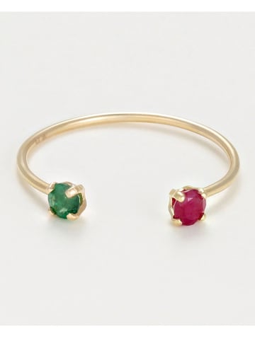 OR ÉCLAT Gouden ring "Ilona" met robijn en smaragd