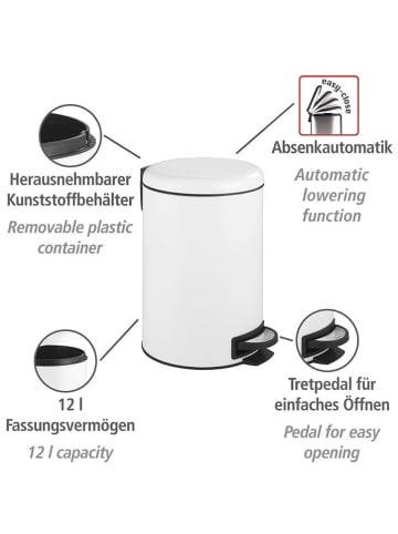 Wenko Treteimer "Leman" in Weiß - 12 l