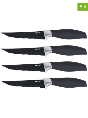 Wenko 4er-Set: Steakmesser "Otis" in Schwarz - (L)21,5 cm