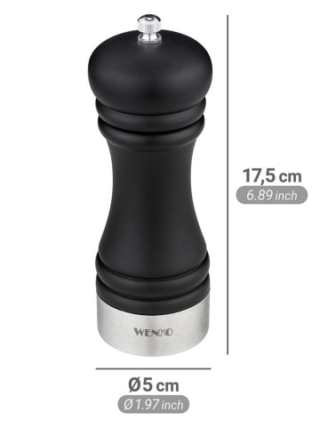 Wenko Salzmühle "Sali" in Schwarz/ Silber - (H)17,5 x Ø 5 cm