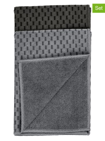 Wenko 2er-Set: Geschirrtücher "Miko" in Grau/ Schwarz - (L)60 x (B)40 cm