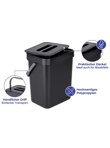Wenko Tür-Abfalleimer "Bin" in Schwarz - (B)20 x (H)24,5 x (T)15,5 cm