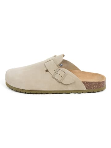 billowy Leder-Clogs in Beige