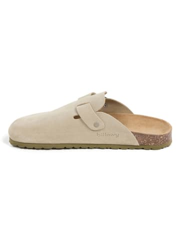 billowy Leder-Clogs in Beige