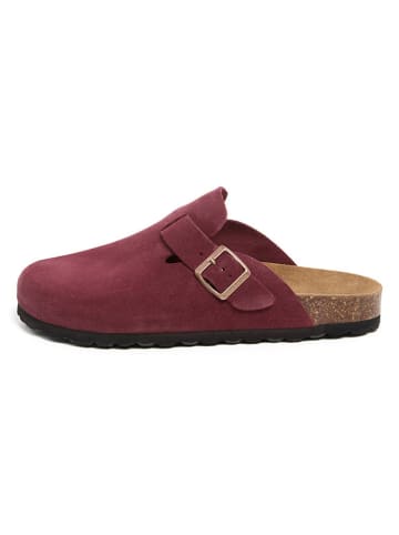 billowy Leder-Clogs in Dunkelrot