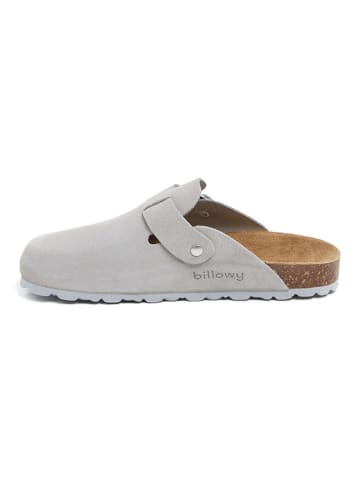 billowy Leder-Clogs in Hellgraun