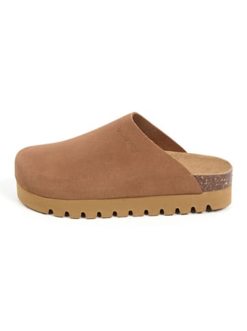 billowy Leren clogs lichtbruin