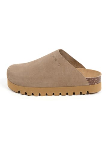 billowy Leder-Clogs in Hellbraun