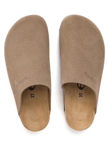 billowy Leder-Clogs in Hellbraun
