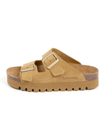 billowy Leren slippers lichtbruin