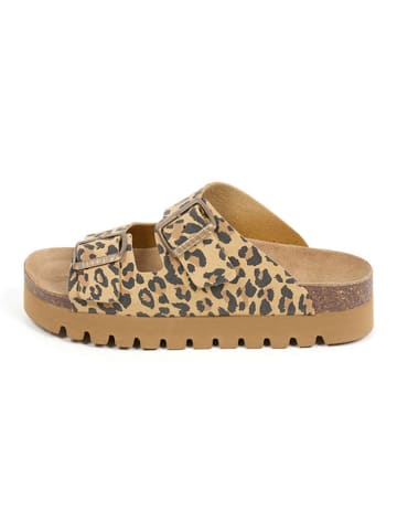 billowy Pantoletten in Beige/ Braun