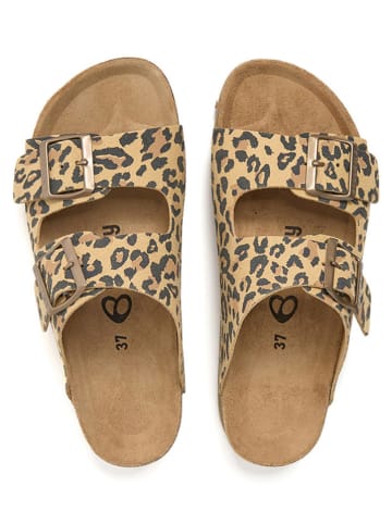 billowy Pantoletten in Beige/ Braun