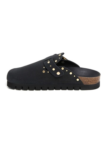 billowy Leren clogs zwart