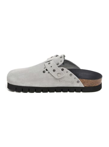 billowy Leder-Clogs in Hellgrau