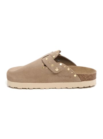 billowy Leder-Clogs in Hellbraun