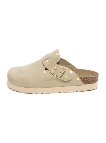 billowy Leren clogs beige