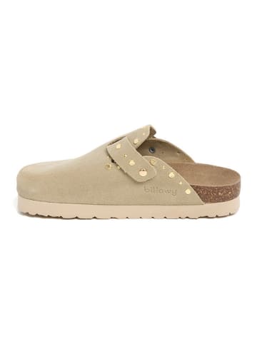 billowy Leder-Clogs in Beige