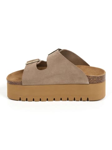 billowy Leren slippers lichtbruin