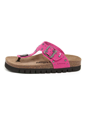 billowy Leder-Zehentrenner in Fuschia