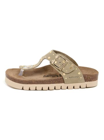 billowy Leren teenslippers beige